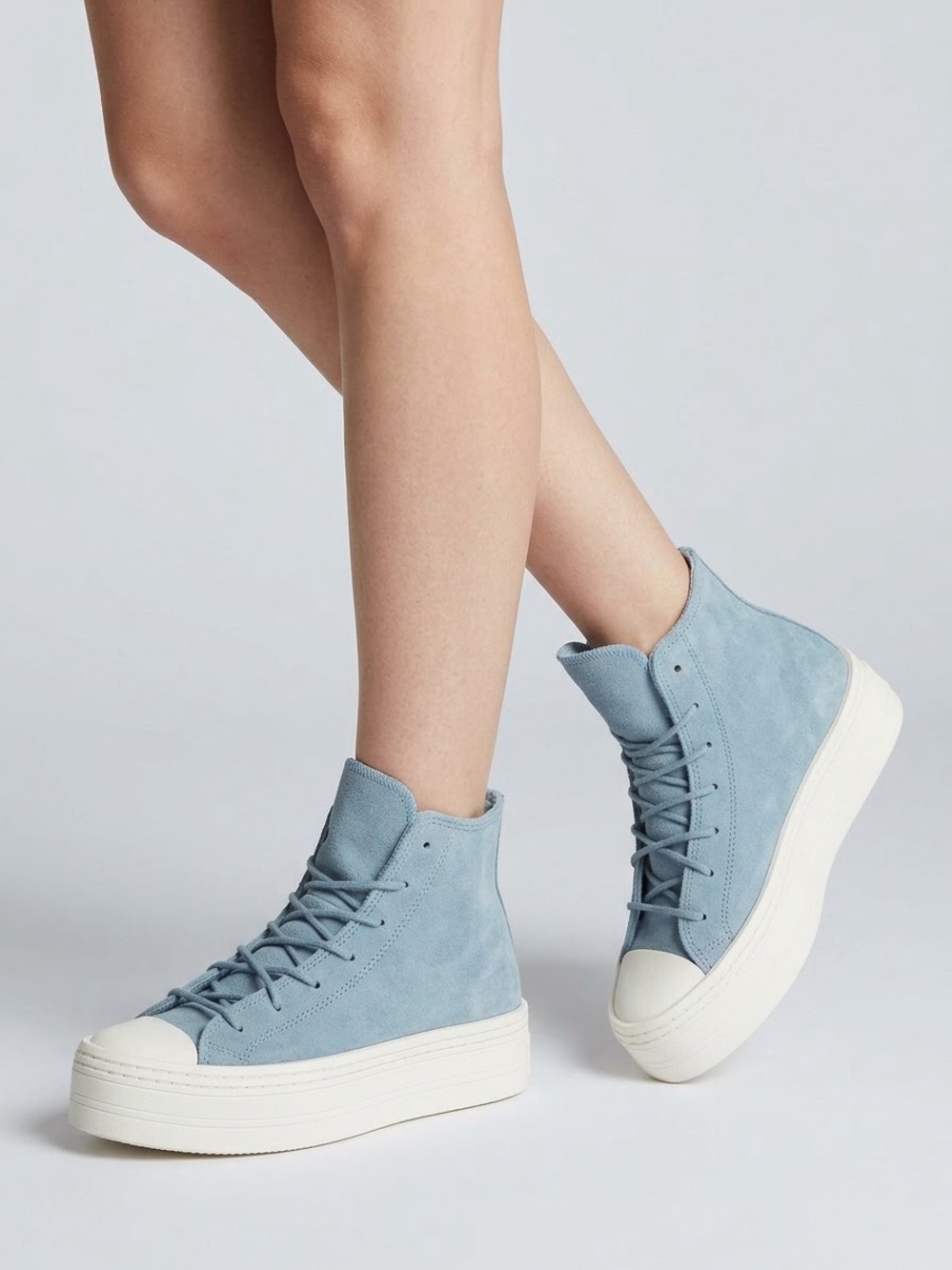 Converse Light Blue High-Top Platform Sneakers